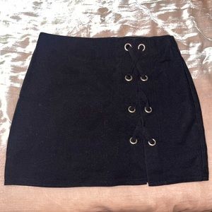 Revolve size small lace up mini skirt black with silver accents